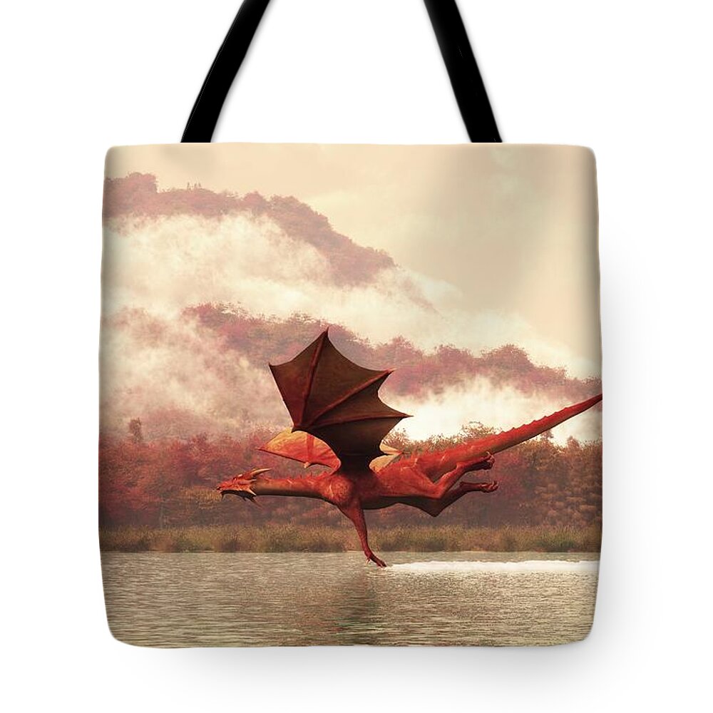 Dragon Tote Bag featuring the digital art Autumn Dragons by Daniel Eskridge