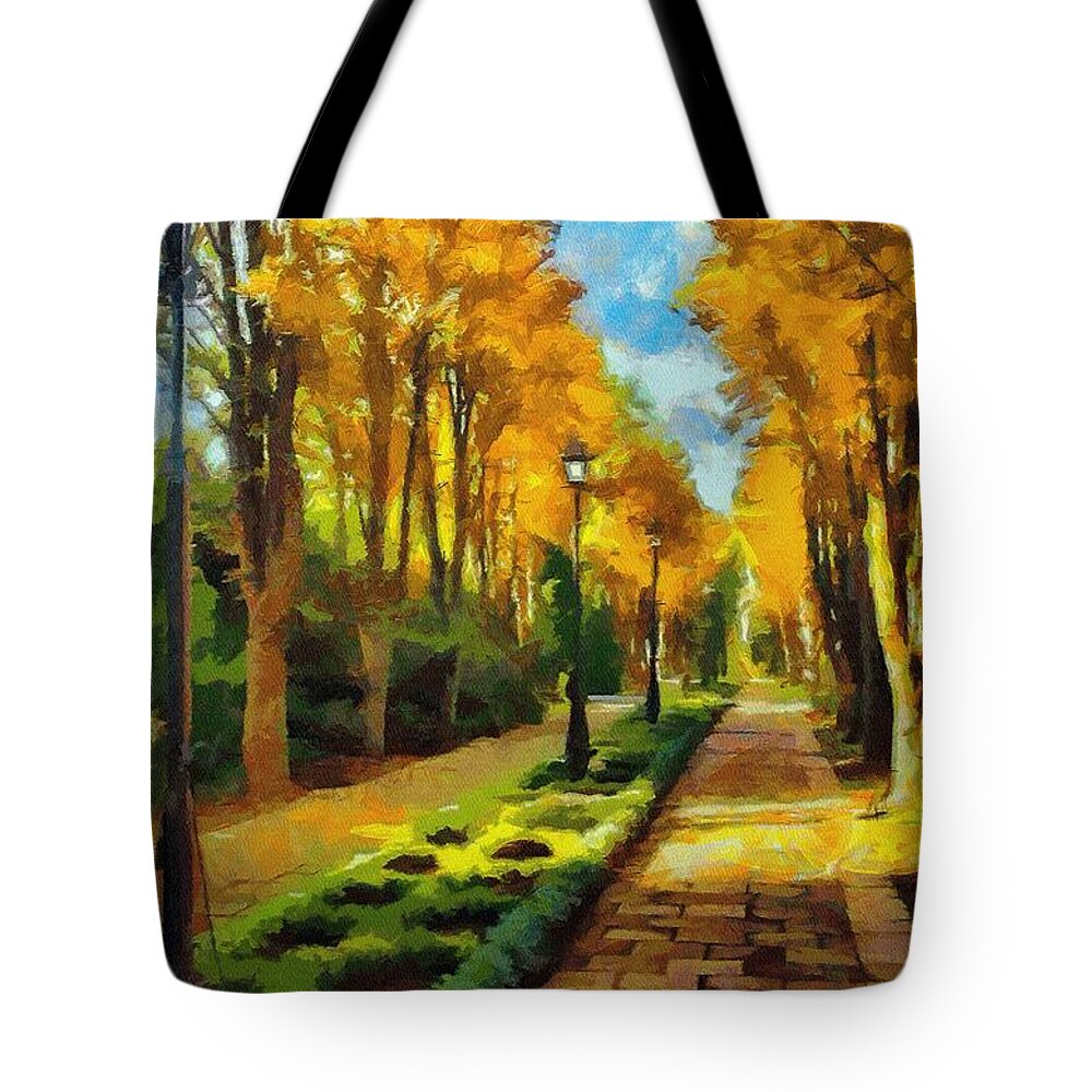 Fall Tote Bag featuring the painting Autumn in Public Gardens by Jeffrey Kolker