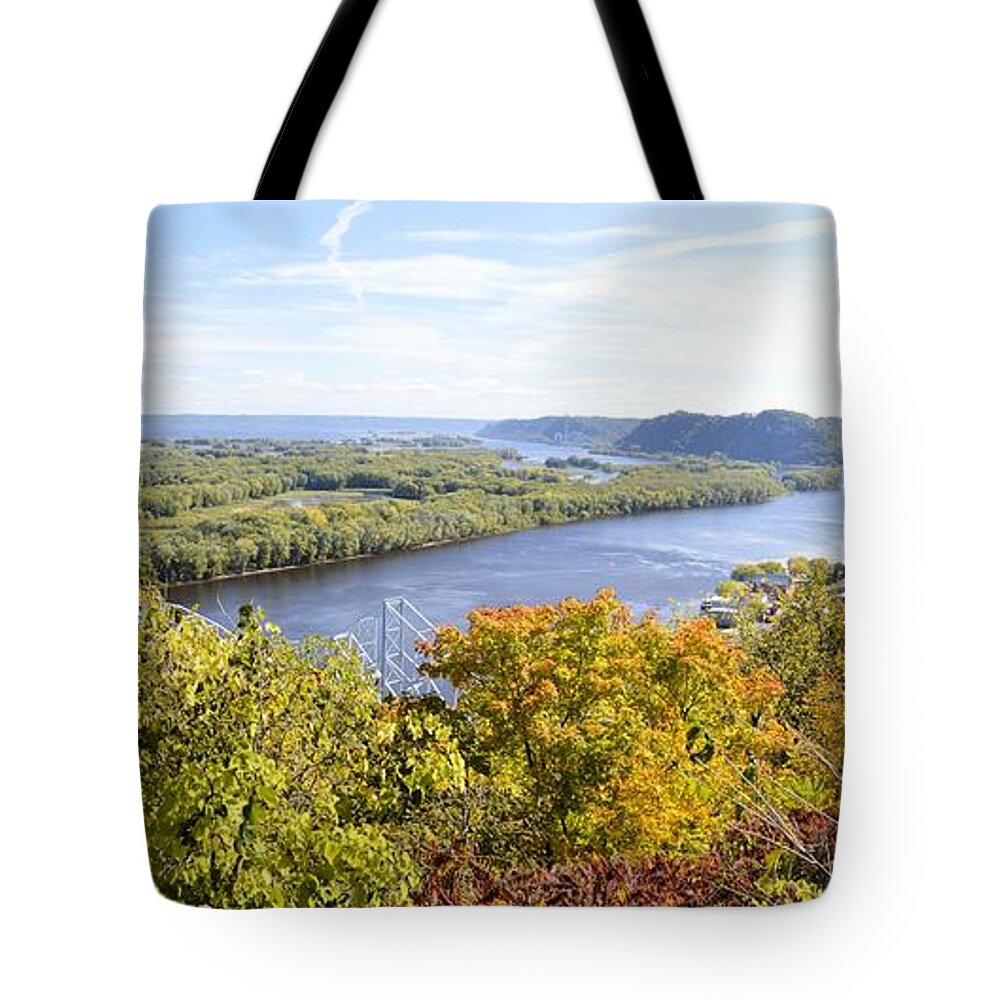 Bridge Tote Bag featuring the photograph Autumn Over The Black Hawk by Bonfire Photography