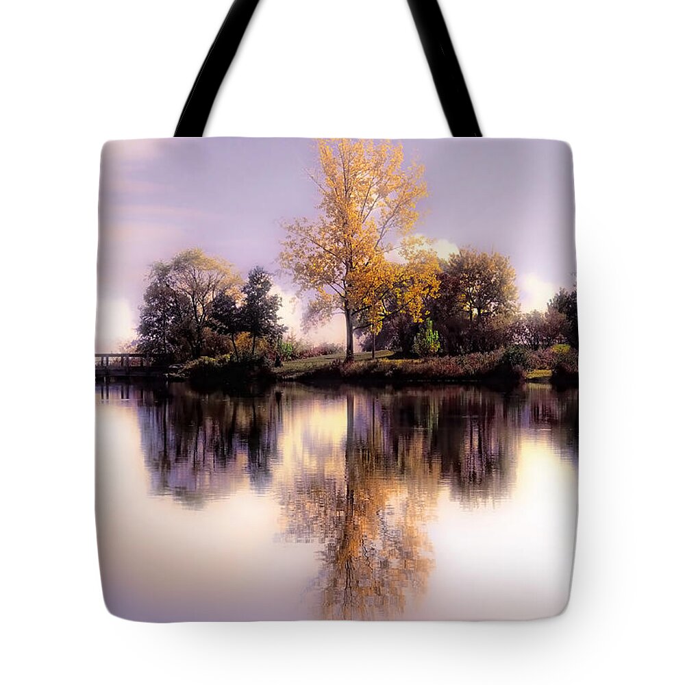 Lake Tote Bag featuring the photograph Autumn Pond by Elaine Manley