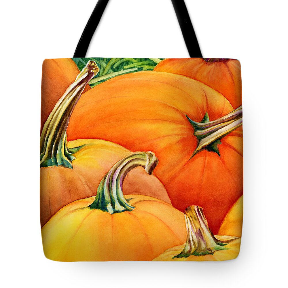 Autumn Pumpkins Tote Bag featuring the painting Autumn Pumpkins by Hailey E Herrera