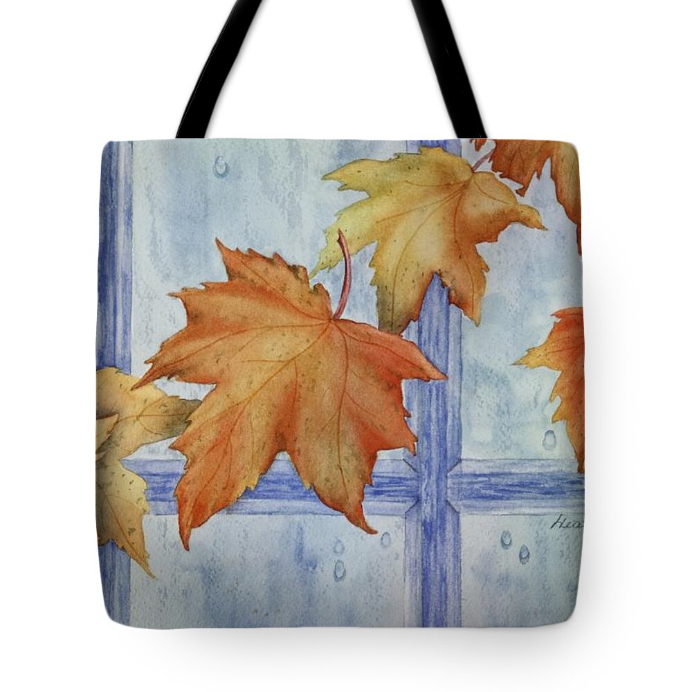Canadian Maple Leaves Tote Bag featuring the painting Autumn Rain by Heather Gallup