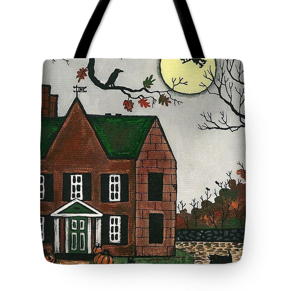 Halloween Tote Bag featuring the painting Autumn Scotties by Margaryta Yermolayeva