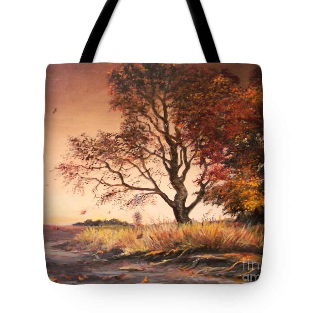 Tree Tote Bag featuring the painting Autumn Simphony in France by Sorin Apostolescu