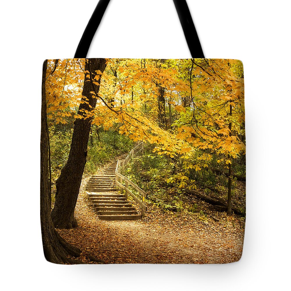 Autumn Tote Bag featuring the photograph Autumn Stairs by Scott Norris