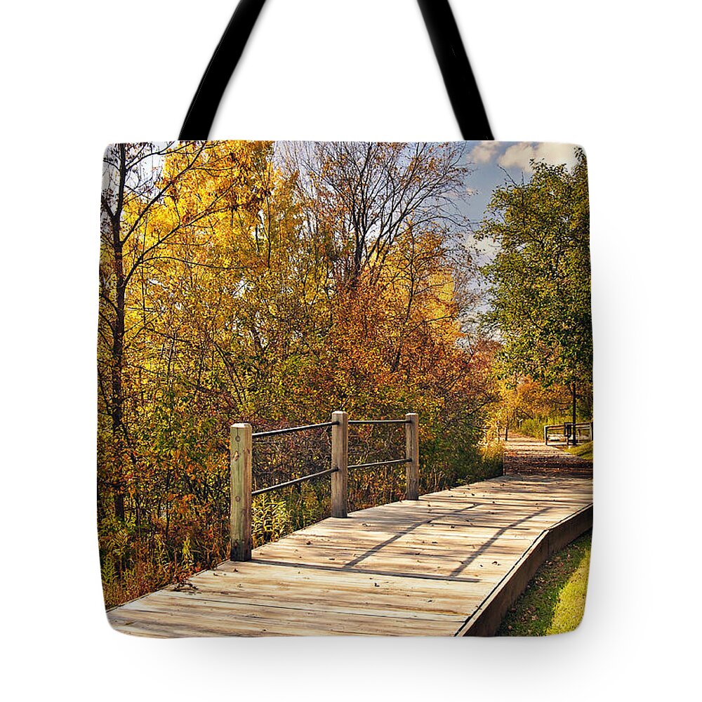 Autumn Picture Tote Bag featuring the photograph Autumn Stroll Fall Portrait by Gwen Gibson