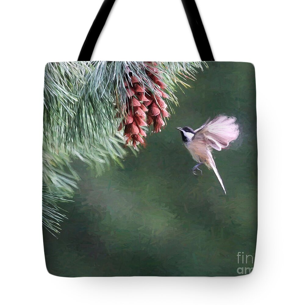 Bird Tote Bag featuring the digital art Autumn Treat by Jayne Carney