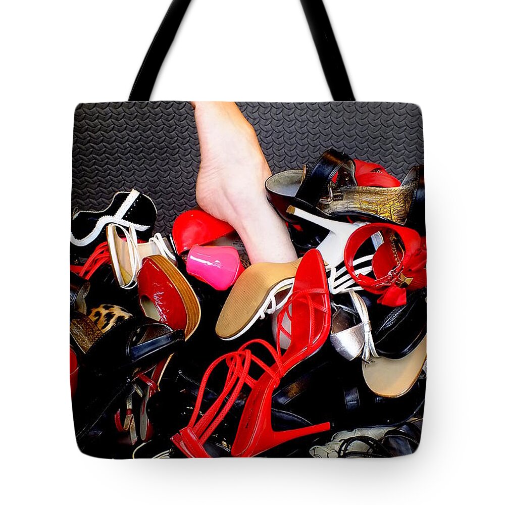 Shoes Feet Heels Stiletto Toes Sexy Tote Bag featuring the photograph Avalanche by Guy Pettingell