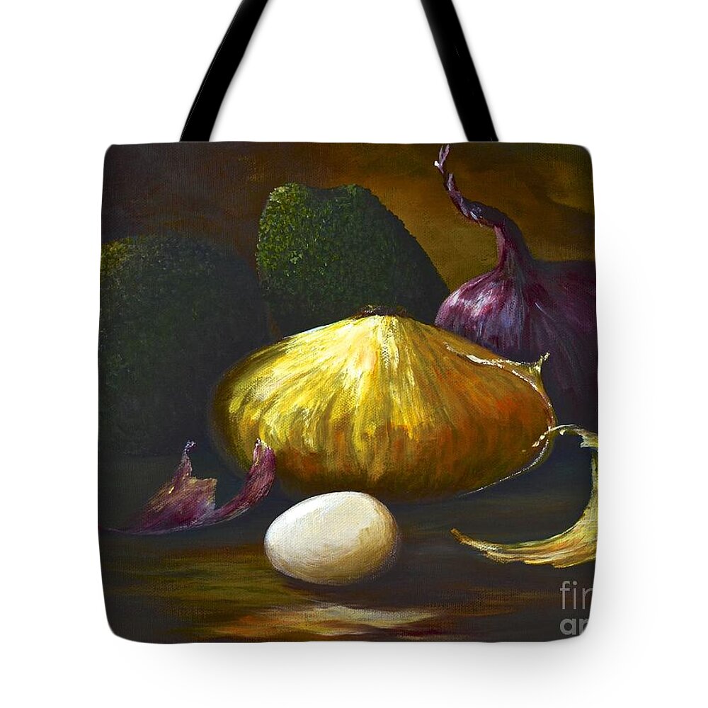 Still Life Painting Tote Bag featuring the painting Avocado and company by AnnaJo Vahle