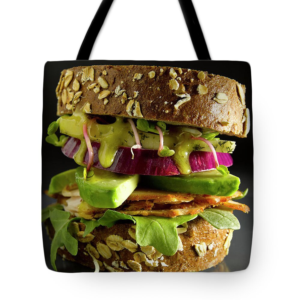 Avocado Tote Bag featuring the photograph Avocado And Turkey Sandwich by Howard Bjornson