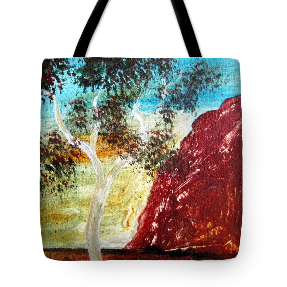 Desert Tote Bag featuring the painting Ayers Rock Australia Uluru 2 by Roberto Gagliardi