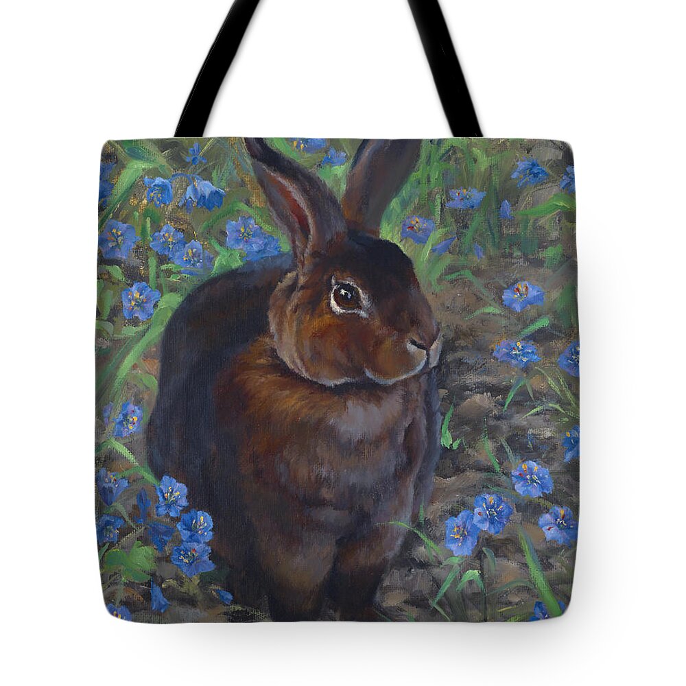 Bunny Tote Bag featuring the painting AZ Blue eyes by Christine Lytwynczuk