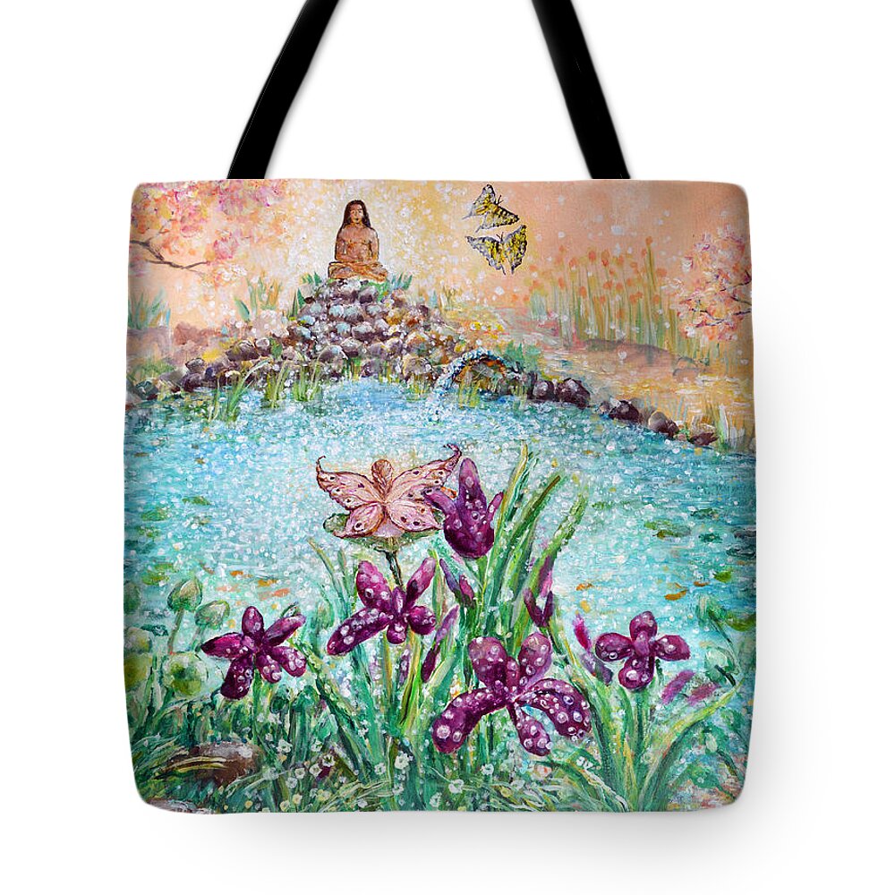 Nature Tote Bag featuring the painting Babajis Pond by Ashleigh Dyan Bayer