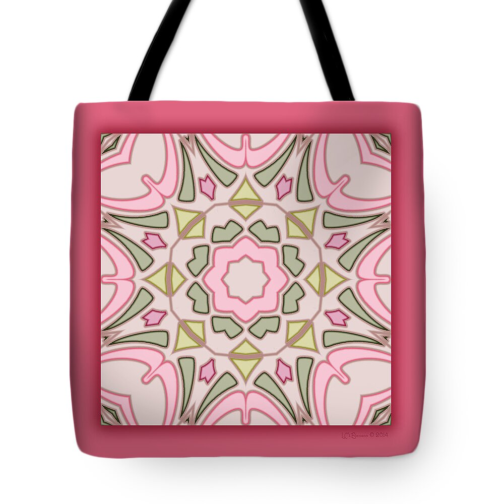 Kaleidoscope Tote Bag featuring the digital art Garden Posie Kaleidoscope #1 by Lynn Evenson