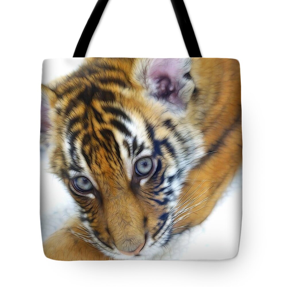 Baby Tiger Tote Bag featuring the photograph Baby Tiger by Steve McKinzie