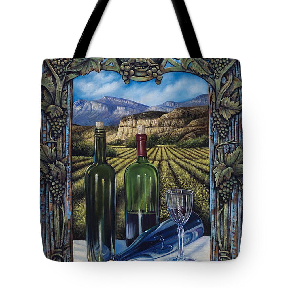 Wine Tote Bag featuring the painting Bacchus Vineyard by Ricardo Chavez-Mendez