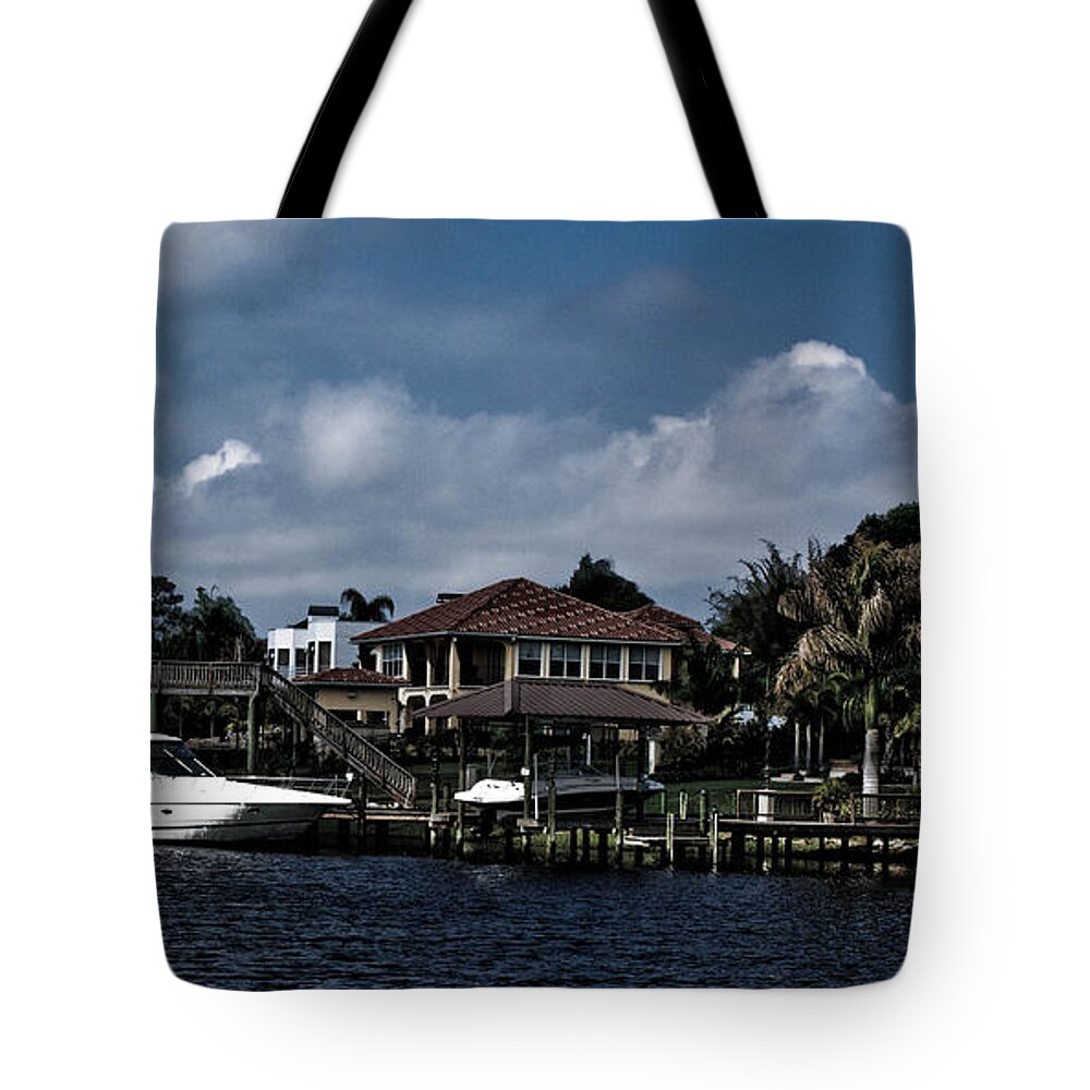 Waterfront Tote Bag featuring the photograph Backyard View by Chauncy Holmes