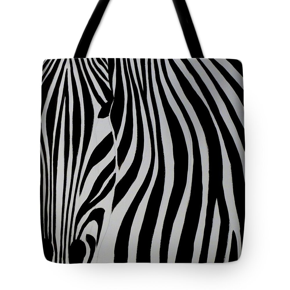 Zebra Tote Bag featuring the painting Badzebra by Robert Francis