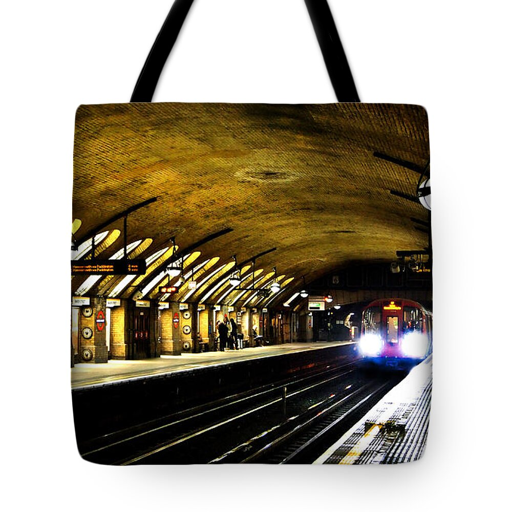 Baker Street Tote Bag featuring the photograph Baker Street London Underground by Mark Rogan