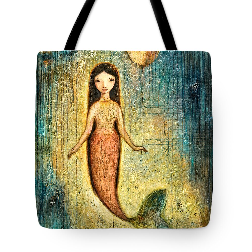 Mermaid Art Tote Bag featuring the painting Balance by Shijun Munns