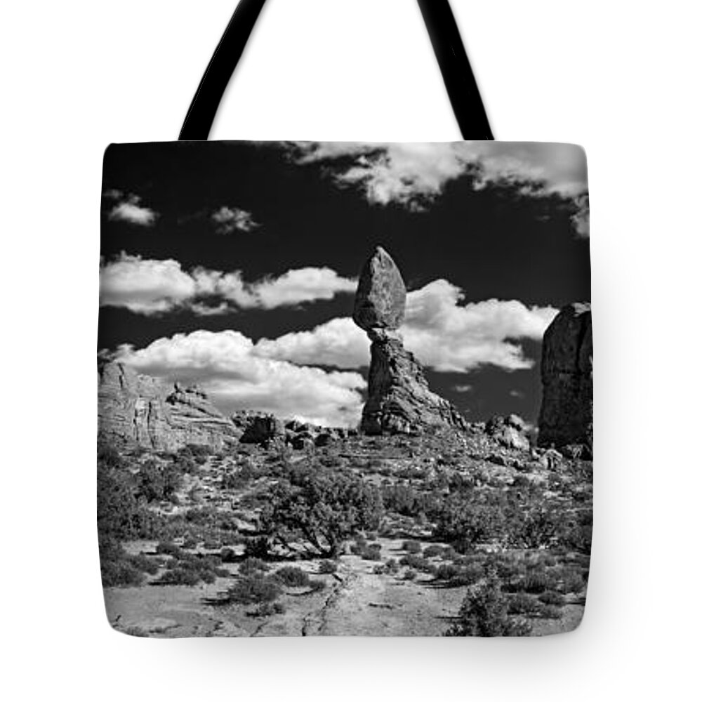 Arches National Park Tote Bag featuring the photograph Balanced Rock by Larry Carr