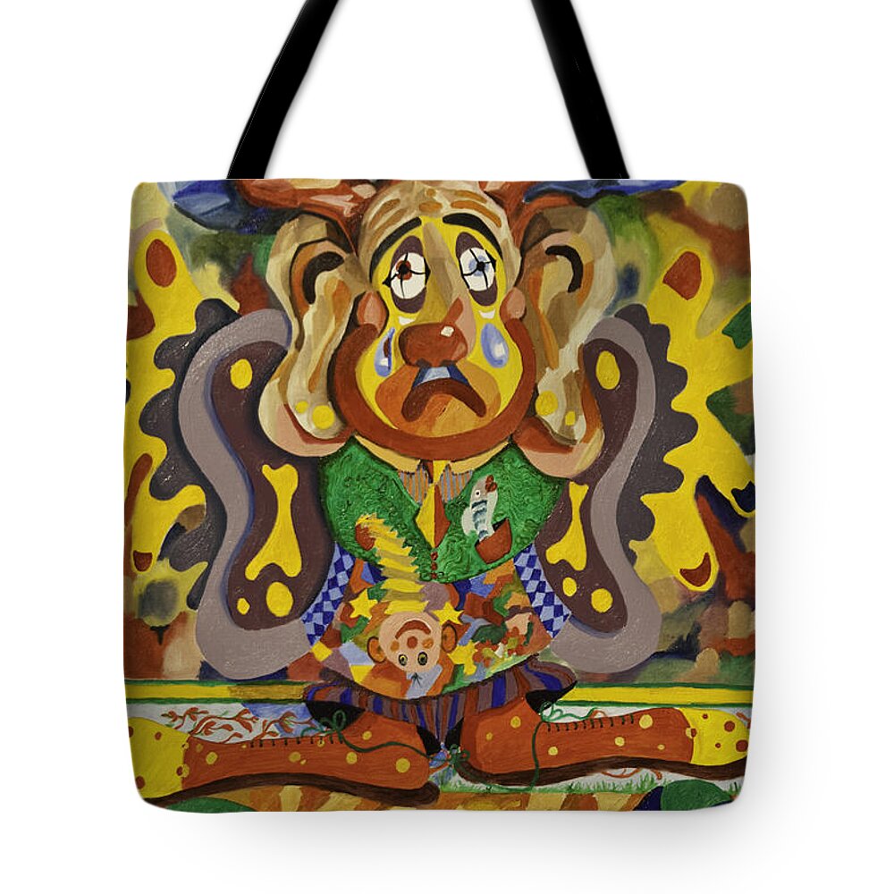 Clown Tote Bag featuring the painting Balancing Clown by James Lavott