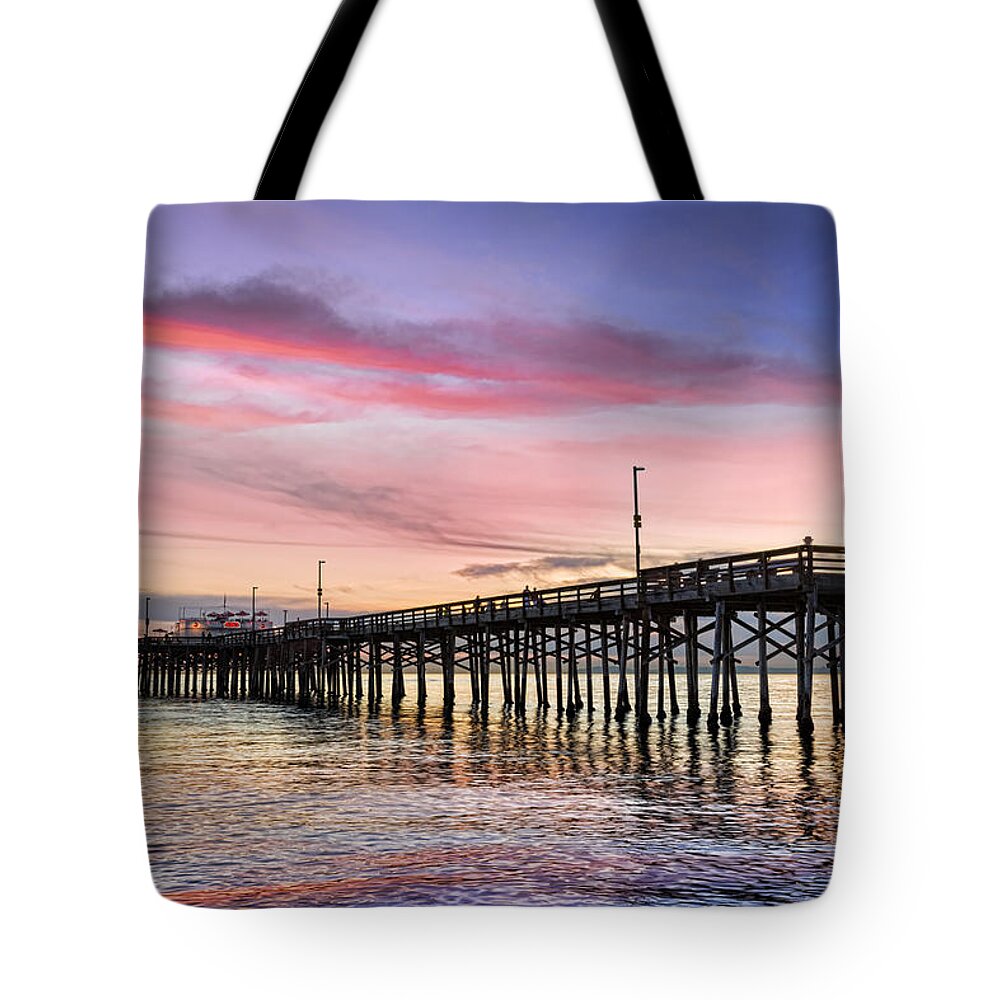 Balboa Tote Bag featuring the photograph Balboa Pier Sunset by Kelley King