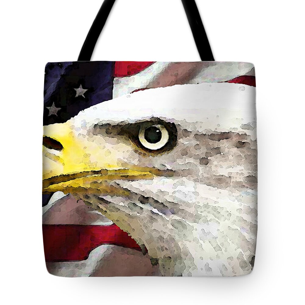 America Tote Bag featuring the painting Bald Eagle Art - Old Glory - American Flag by Sharon Cummings