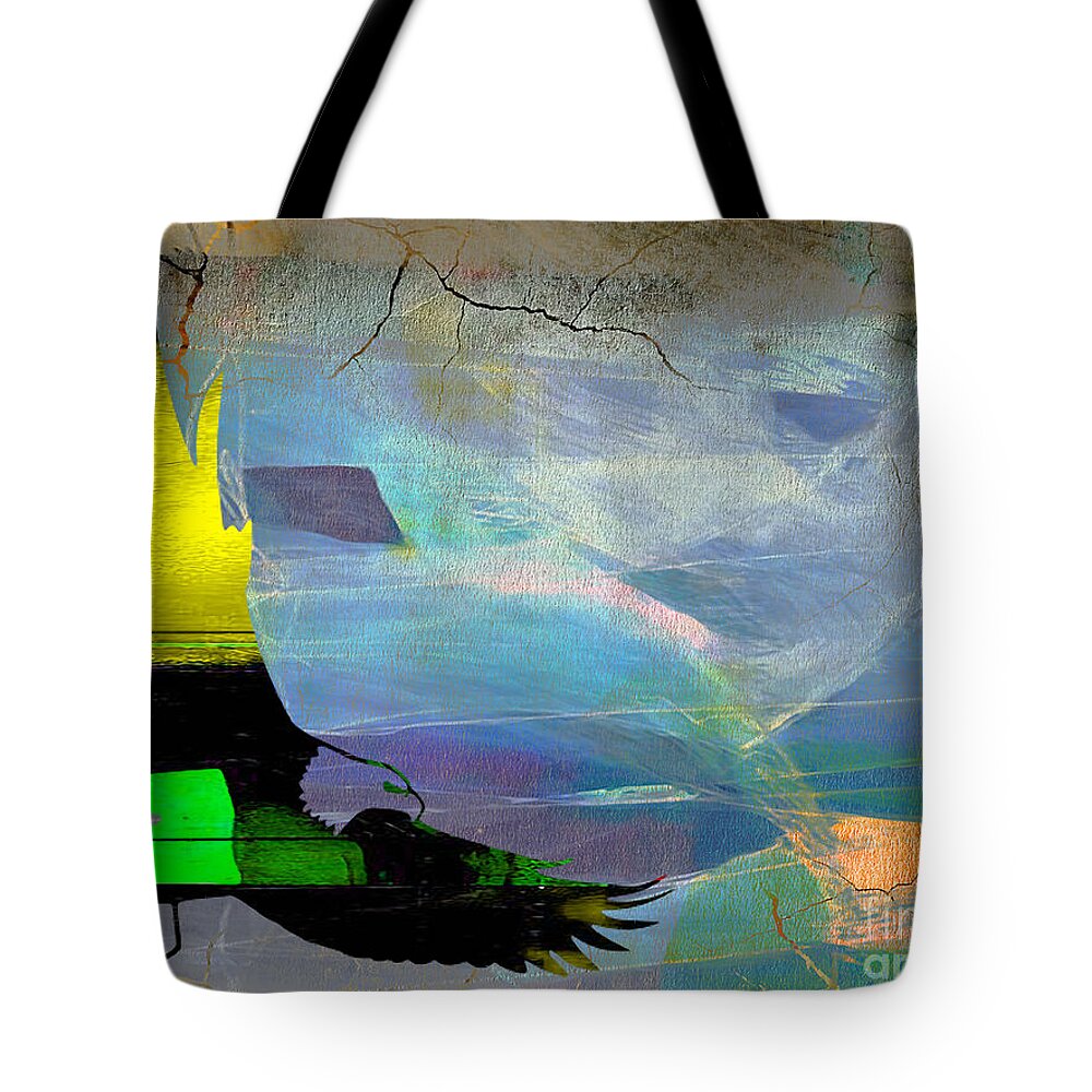 Eagle Tote Bag featuring the mixed media Bald Eagle by Marvin Blaine