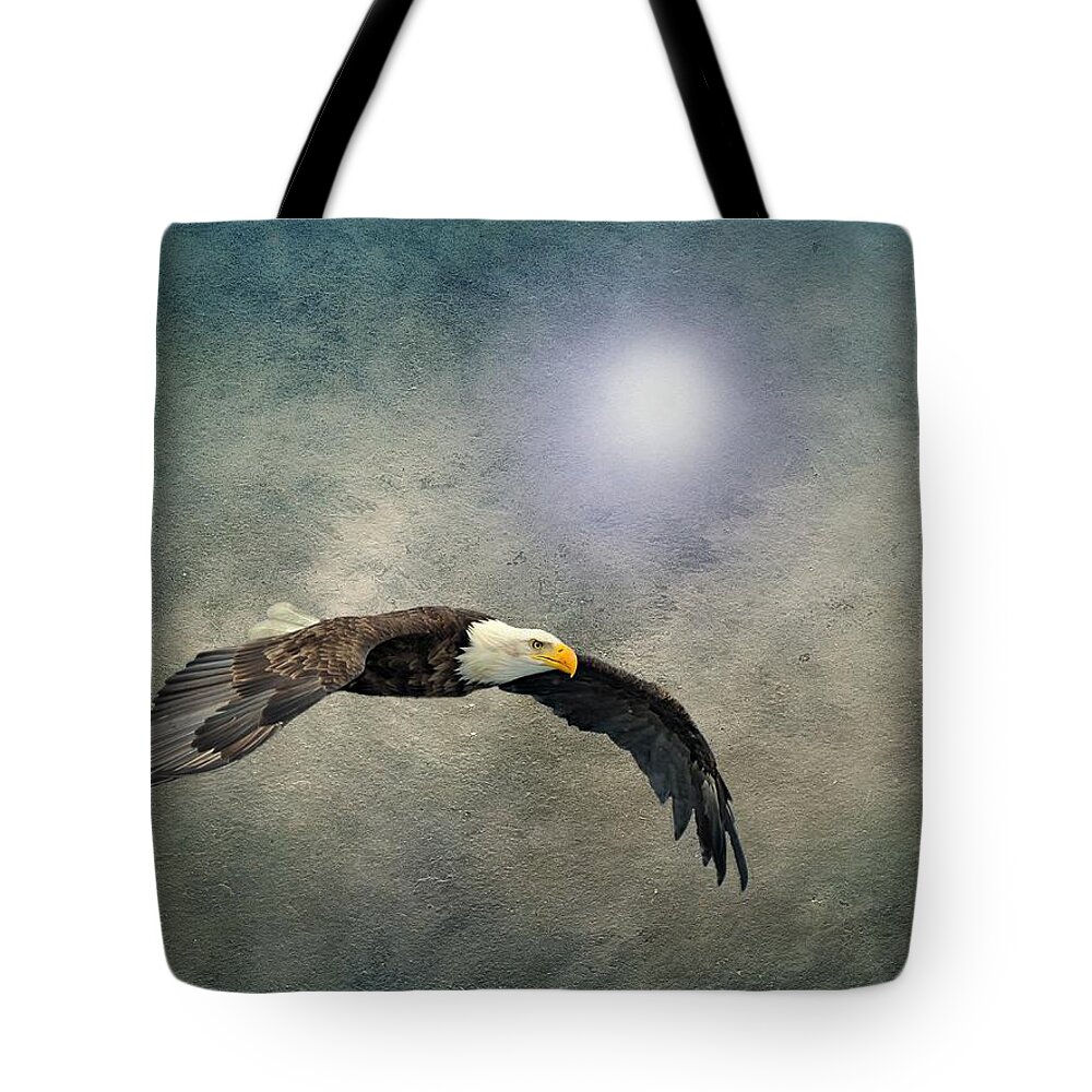 Eagle Tote Bag featuring the photograph Bald Eagle Textured Art by David Dehner