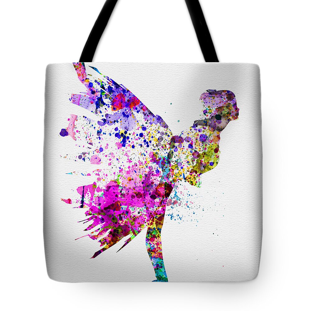 Ballet Tote Bag featuring the painting Ballerina on Stage Watercolor 3 by Naxart Studio