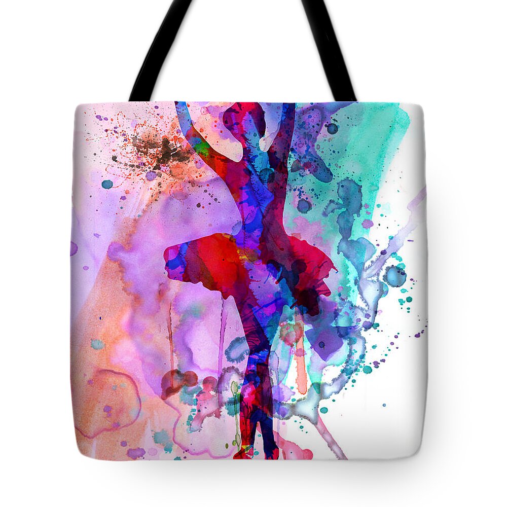 Ballet Tote Bag featuring the painting Ballerina's Dance Watercolor 3 by Naxart Studio