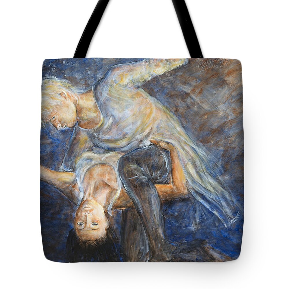 Couple Tote Bag featuring the painting Ballet In The Dark IIa by Nik Helbig