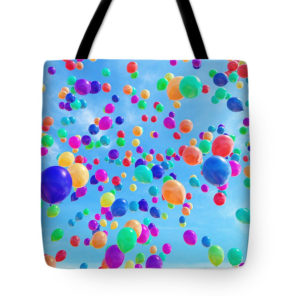 Orange Color Tote Bag featuring the photograph Balloons A1 by Matejmo