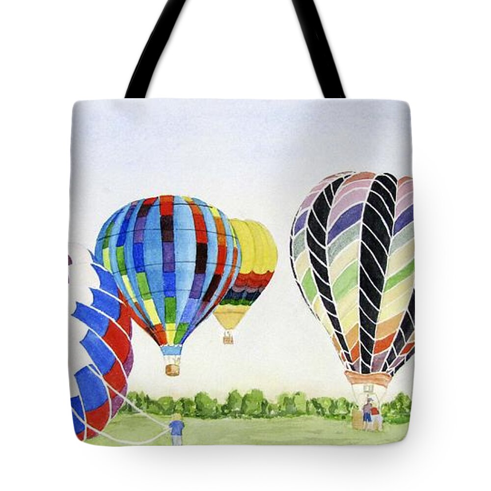 Balloons Tote Bag featuring the painting Balloons by Carol Flagg