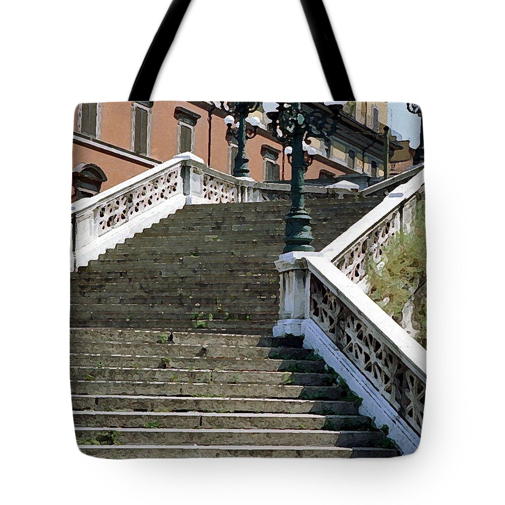 Balogna Tote Bag featuring the digital art Balogna Steps by John Vincent Palozzi