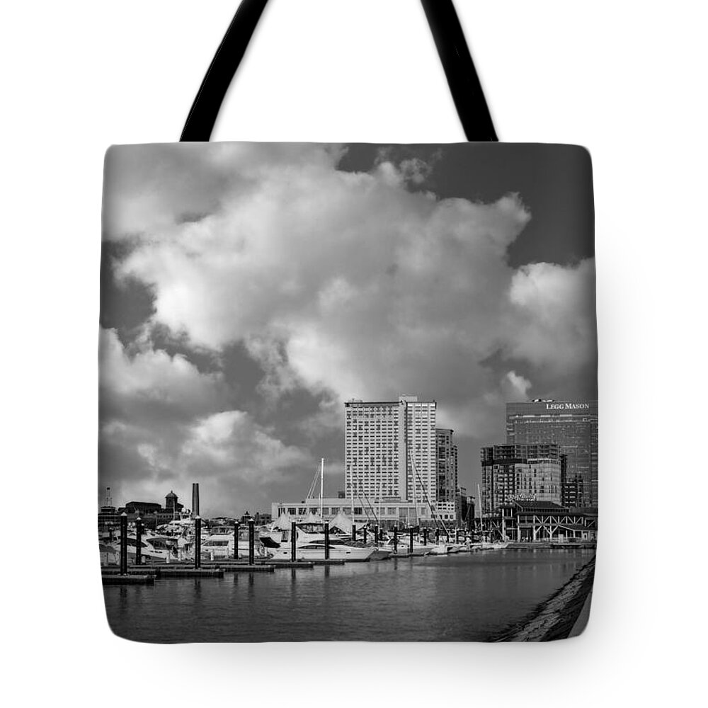 Baltimore Tote Bag featuring the photograph Baltimore Inner Harbor Skyline Marina by Susan Candelario