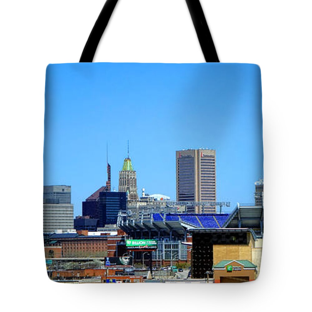 Baltimore Tote Bag featuring the photograph Baltimore Stadiums by Olivier Le Queinec