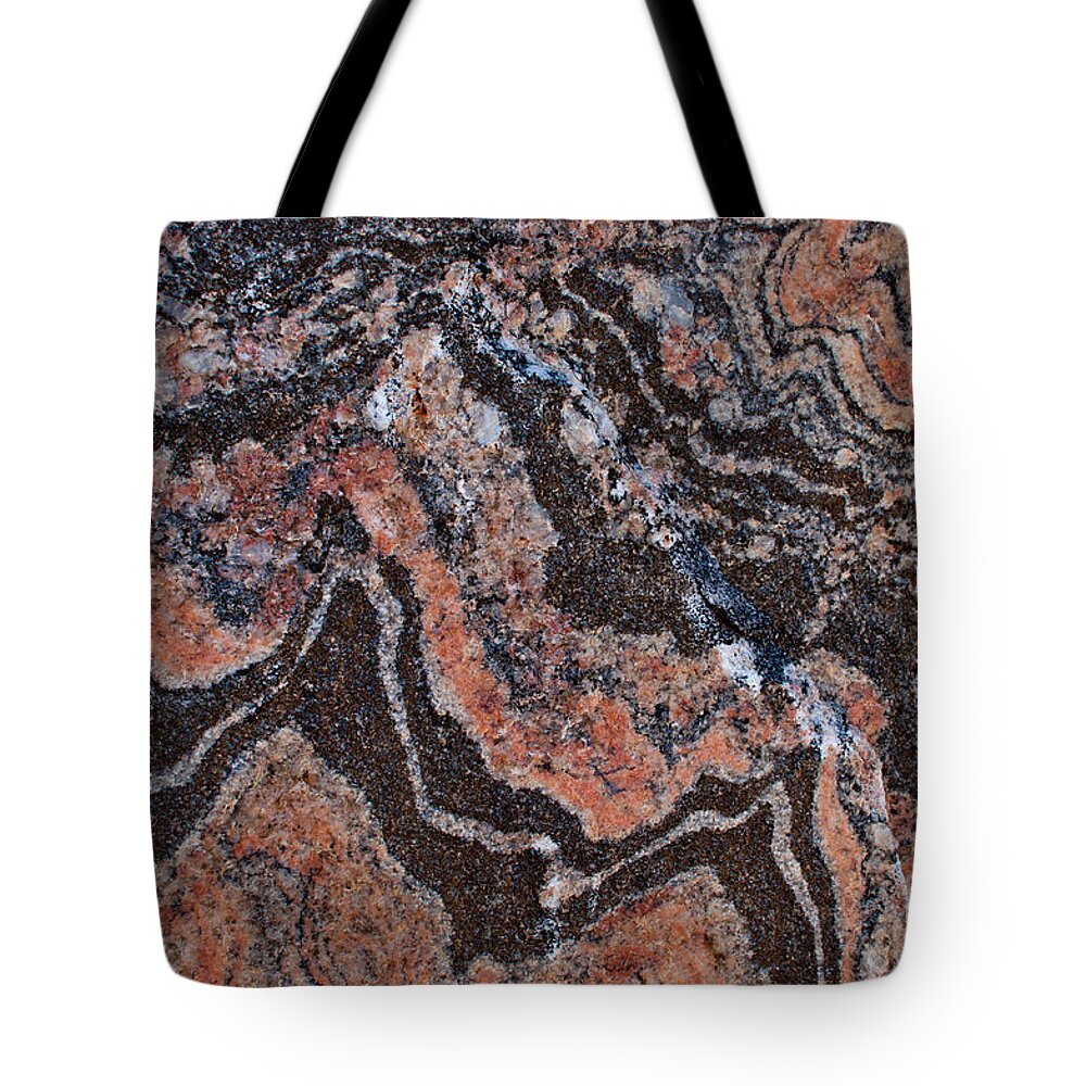 Banded Tote Bag featuring the photograph Banded gneiss rock by Les Palenik