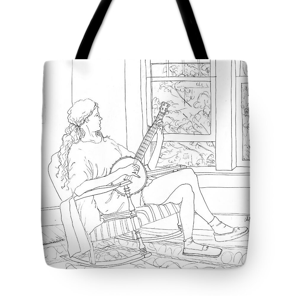 Musician Tote Bag featuring the painting Banjo Ann by Arthur Barnes