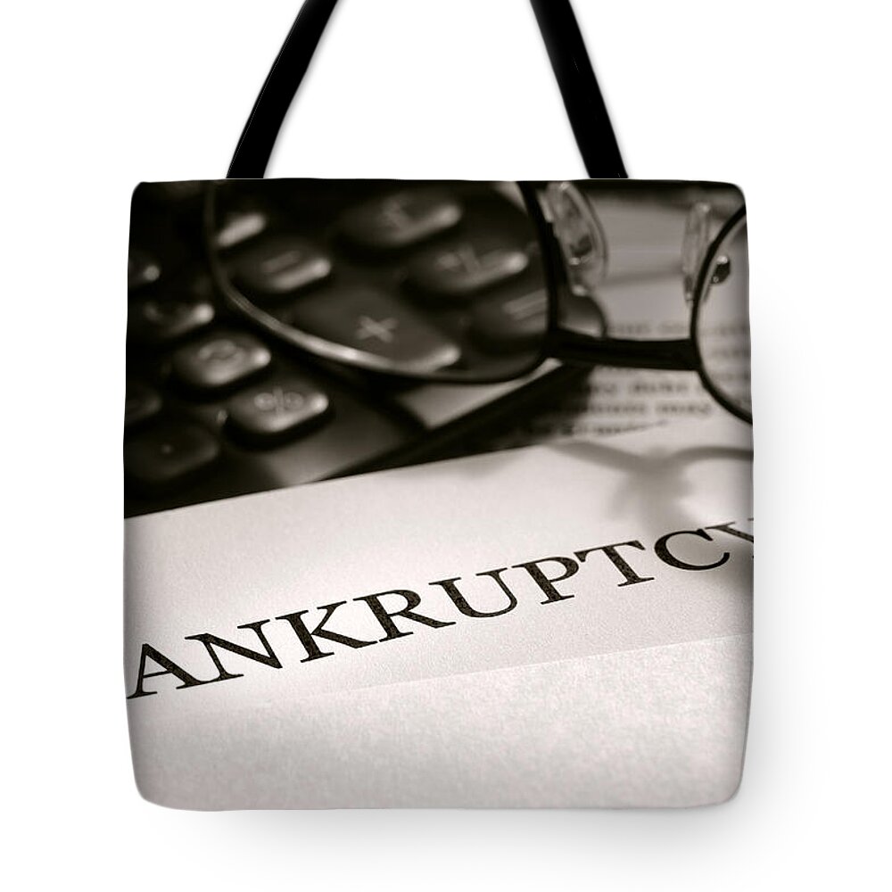 Bankrupt Tote Bag featuring the photograph Bankruptcy Notice Letter by Olivier Le Queinec