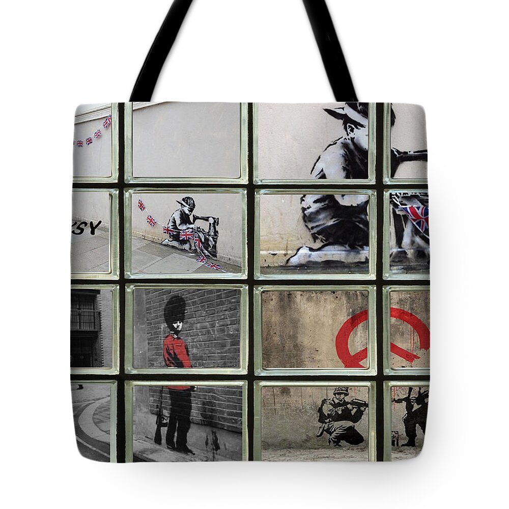 Banksy Tote Bag featuring the photograph Banksy Street Art by David French