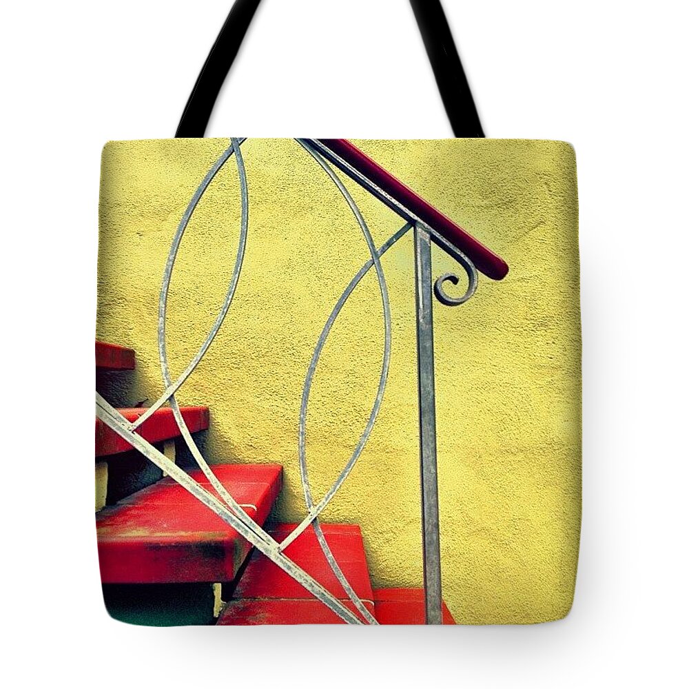 Enjoythedetail Tote Bag featuring the photograph Bannister And Stairs by Julie Gebhardt
