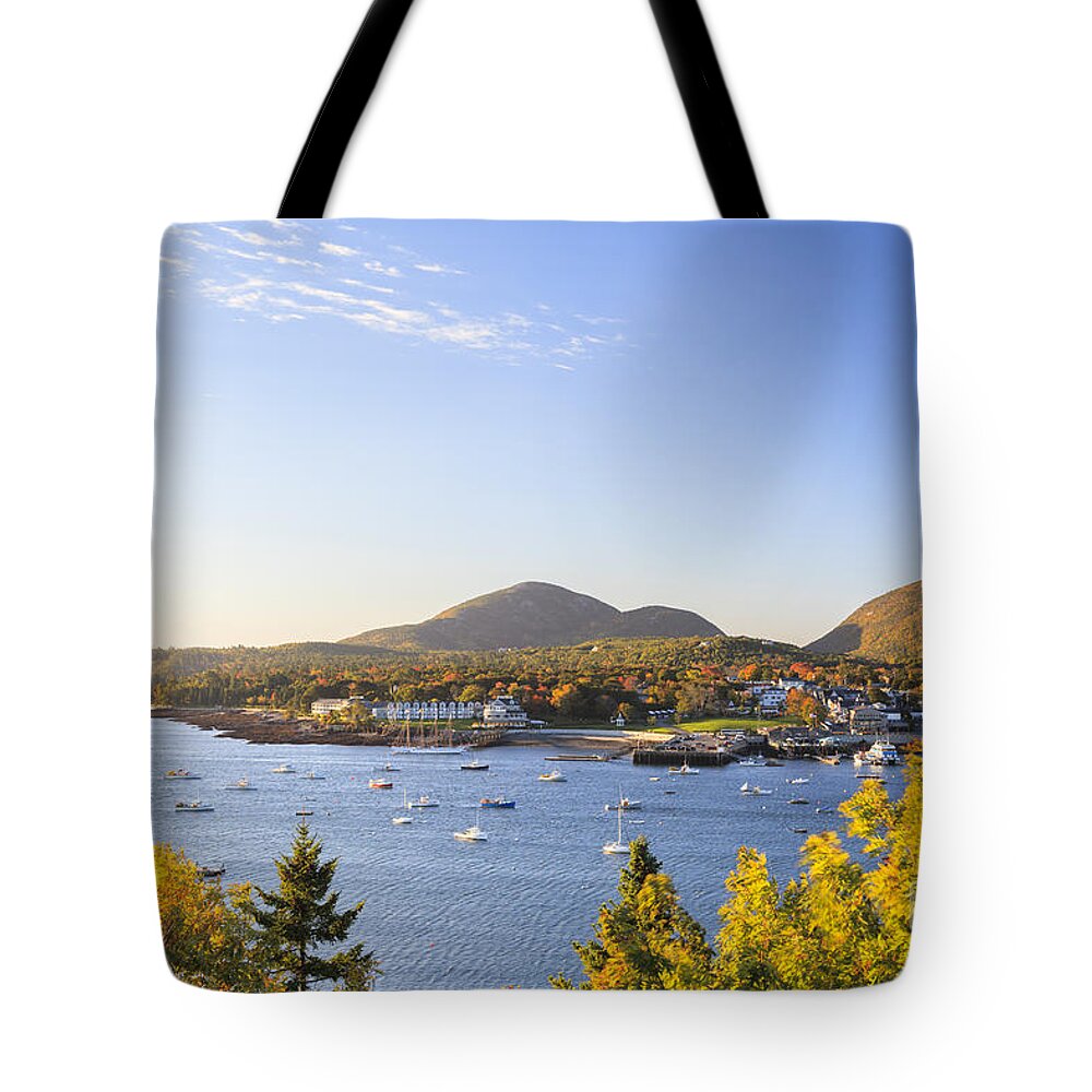 Bar Tote Bag featuring the photograph Bar Harbor Maine Autumn morning by Ken Brown