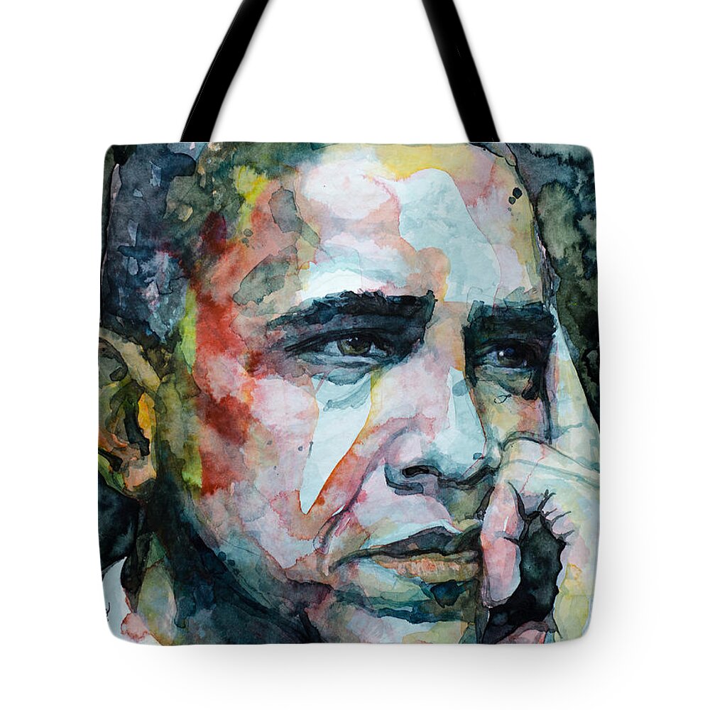 Obama Tote Bag featuring the painting Barack by Laur Iduc