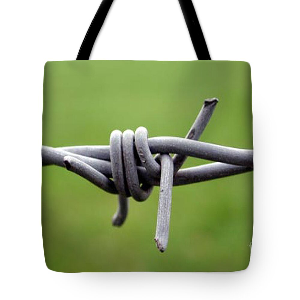 'barbed Wire' Tote Bag featuring the photograph Barbed by Vix Edwards