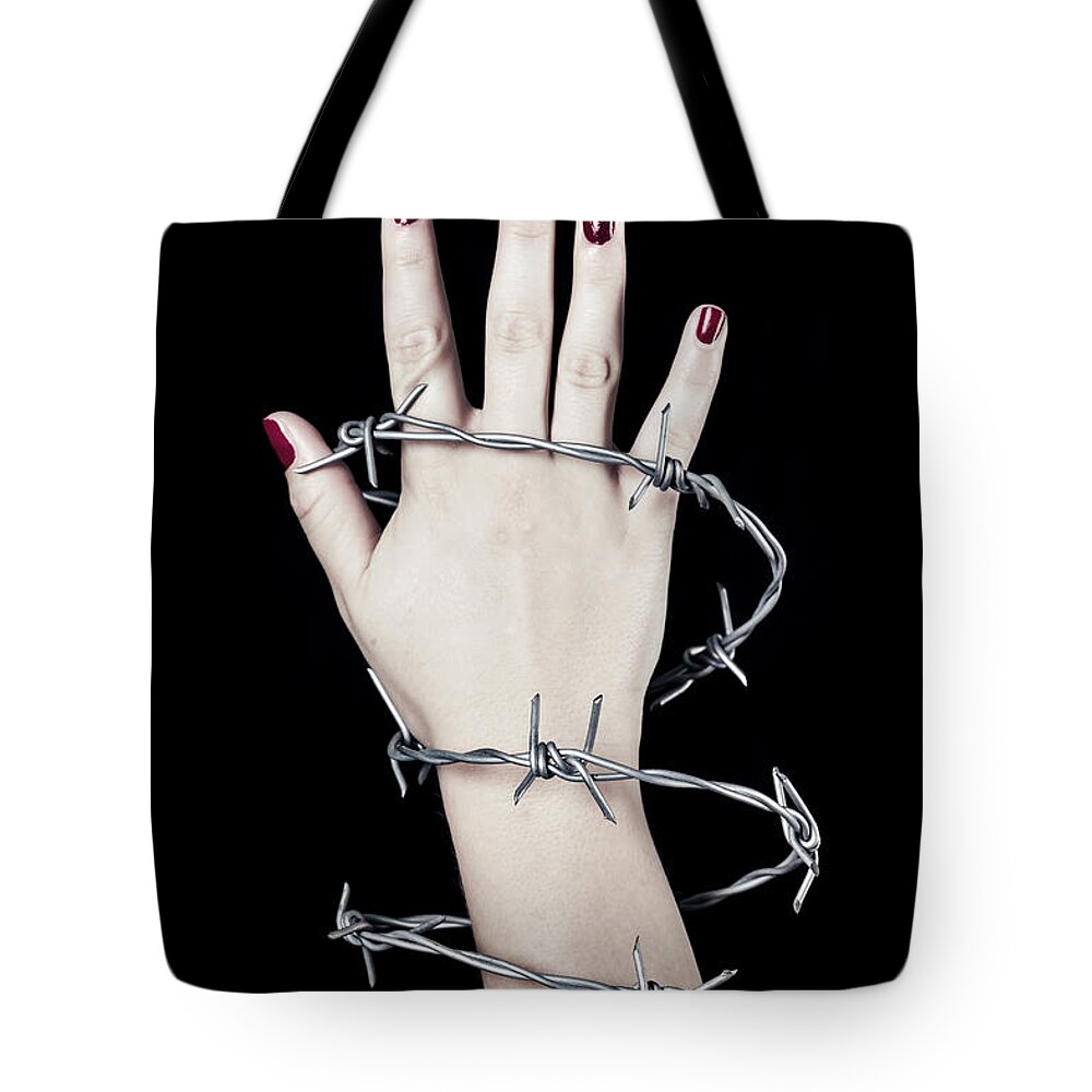 Hand Tote Bag featuring the photograph Barbed Wire by Joana Kruse