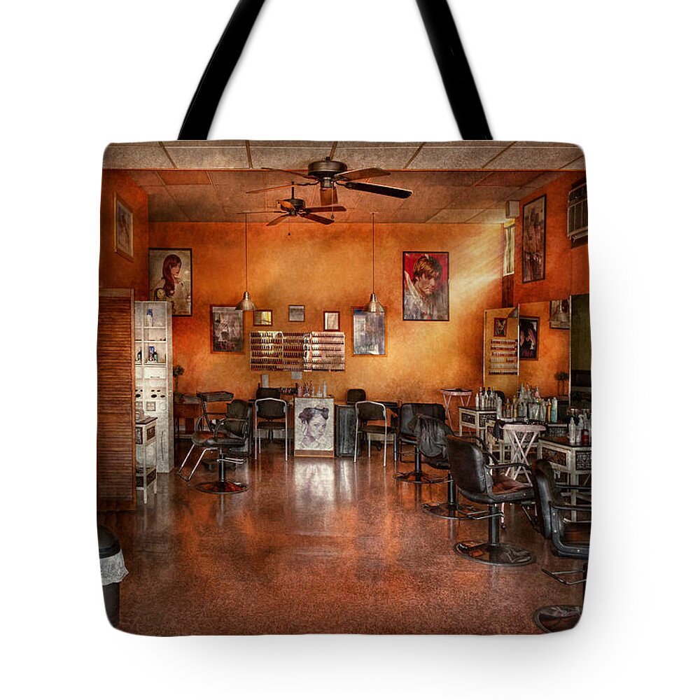 Barber Tote Bag featuring the photograph Barber - Union NJ - The modern salon by Mike Savad