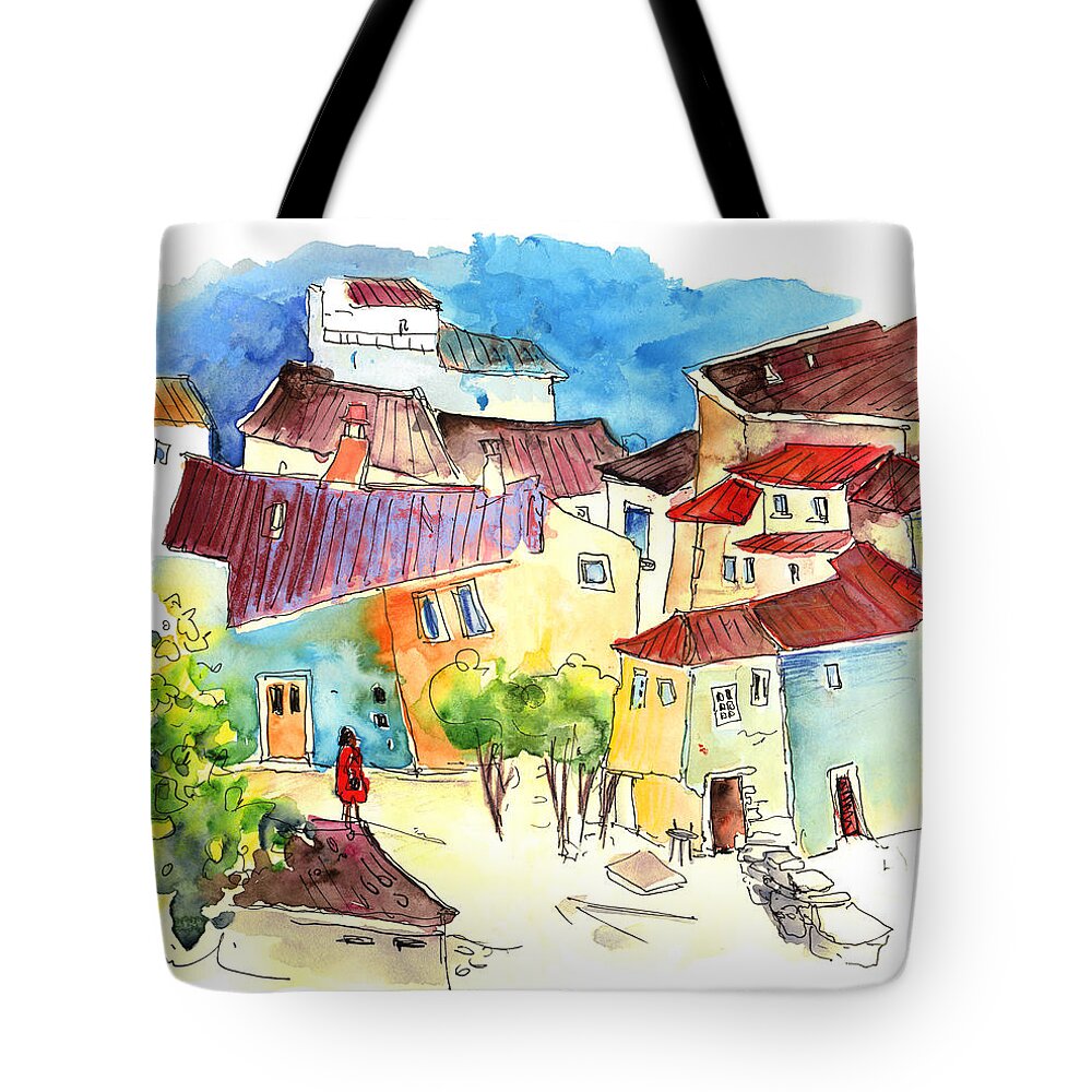 Portugal Tote Bag featuring the painting Barca de Alva Houses 02 by Miki De Goodaboom