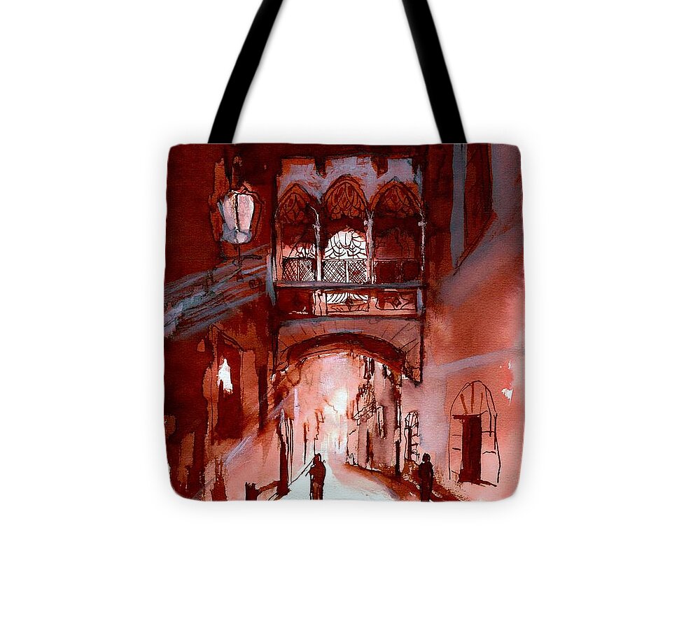Barcelona Tote Bag featuring the drawing Barcelona_6 by Karina Plachetka